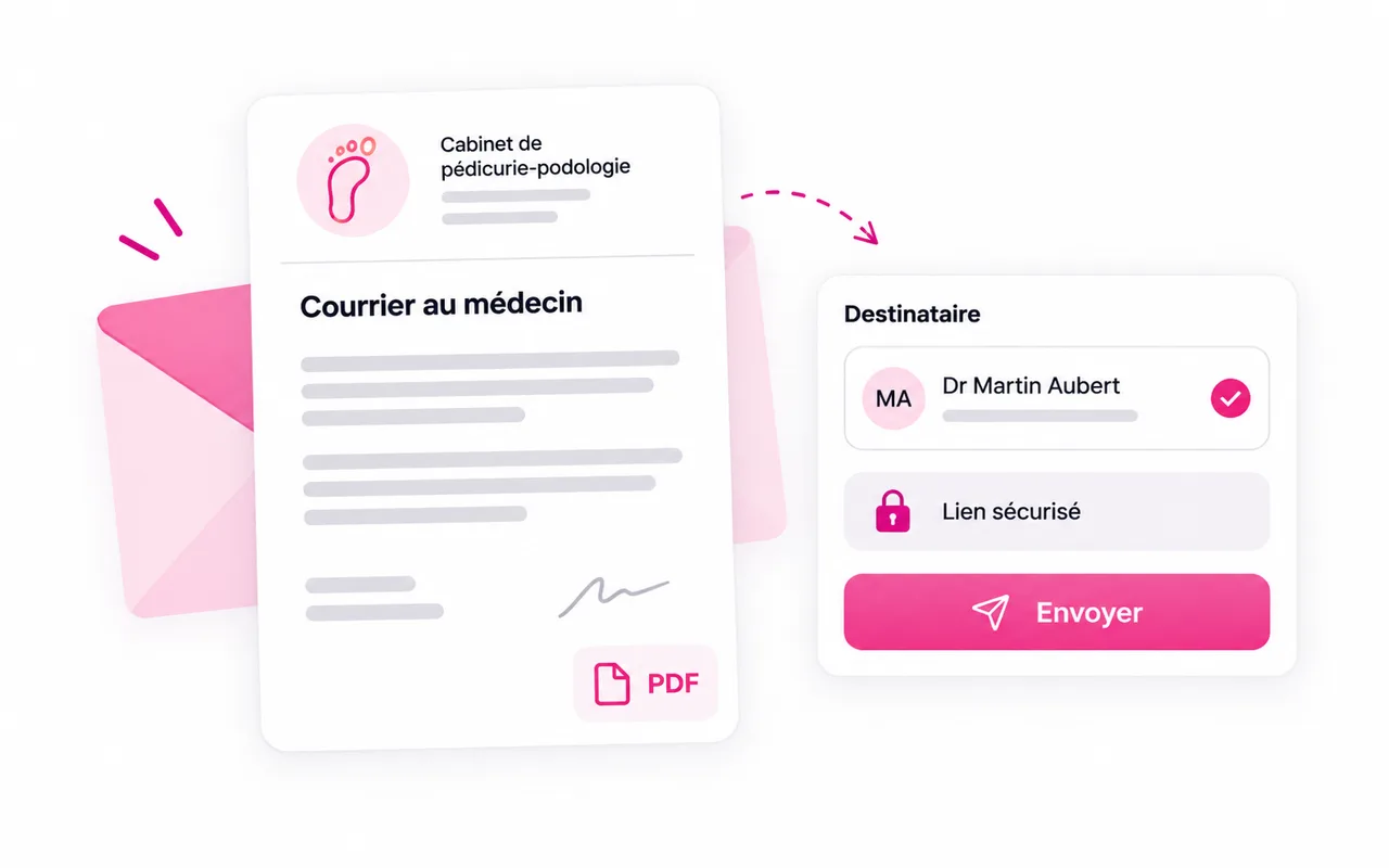 Le courrier au médecin part avec le compte rendu.